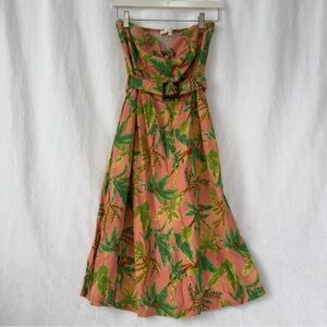 Floral Strapless Dress with Belt